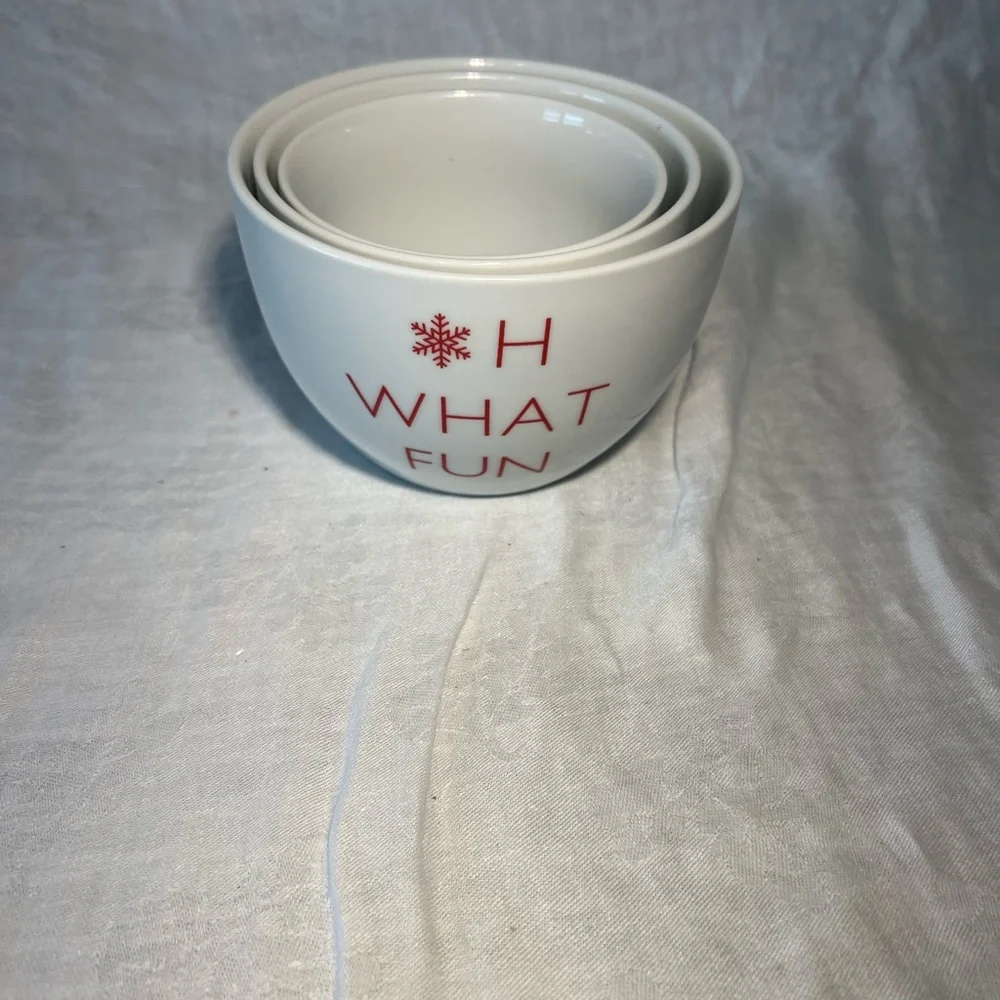Crate&Barrel White and Red Holiday Bowls
